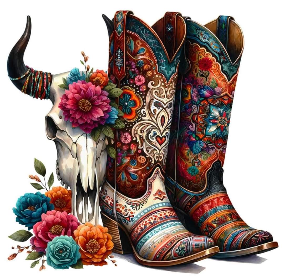 boots and skull floral